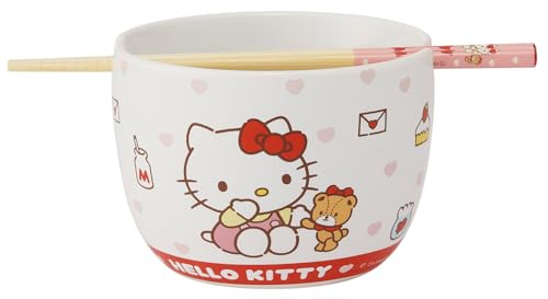 スケーター(Skater) 陶器製 ボウル 竹製 箸 セット 600ml 21cm サンリオ ハローキティ お友だち 女の子 CHBWH 送料無料