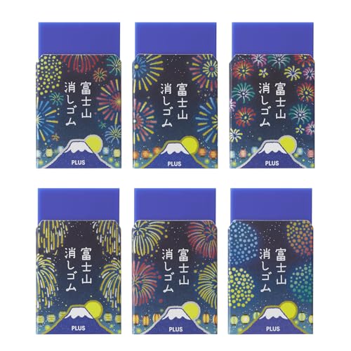 プラス 消しゴム エアイン 富士山消しゴム (限定) 夏祭り 花火? 6柄アソート 藍富士 ER-100AIF? 36-573 ×6 送料無料