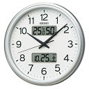 【メーカー延長2年対象】セイコークロック(Seiko Clock) 掛け時計 電波 アナログ カレンダー温度 湿度 表示 銀色メタリック 送料無料