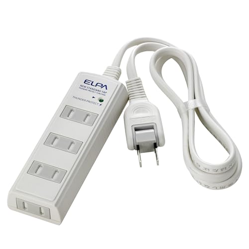 エルパ(ELPA) コード付タップ 雷ガード コンセント 延長コード 耐雷 4個口 1m 白 スイングプラグ WBT-4010SBN(W 送料無料