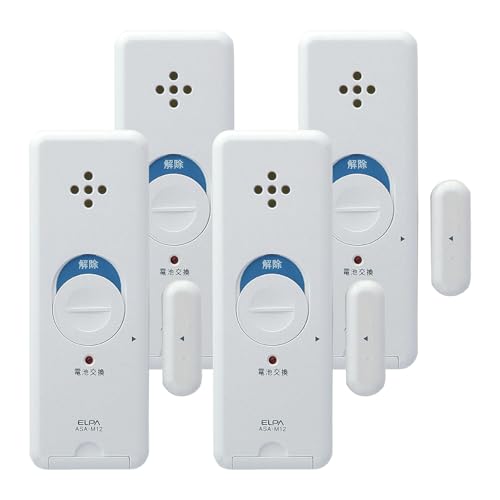 エルパ(ELPA) 窓ピタッアラーム 開放検知式(窓やドアの開放を検知) 4P ASA-M12-N4P(W) 送料無料