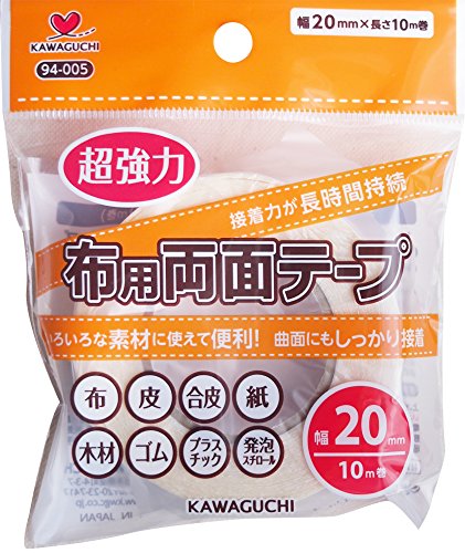 KAWAGUCHI 超強力 布用 両面テープ 透明 10m 幅20mm 94-005 送料無料