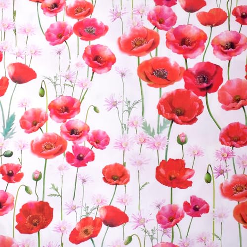 Rakuten - COLORFUL TEXTILE MARKET スカーレットポピー（インクジェットオックス） オックス生地 110cmx100cm D0 送料無料