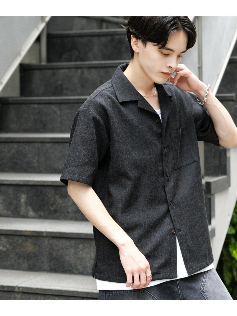 【SALE／50%OFF】メランジプリペラオープンカラーショートスリーブシャツ SENSE OF PLACE センス オブ プレイス トップス シャツ・ブラウス ブラック ブラウン【RBA_E】[Rakuten Fashion]