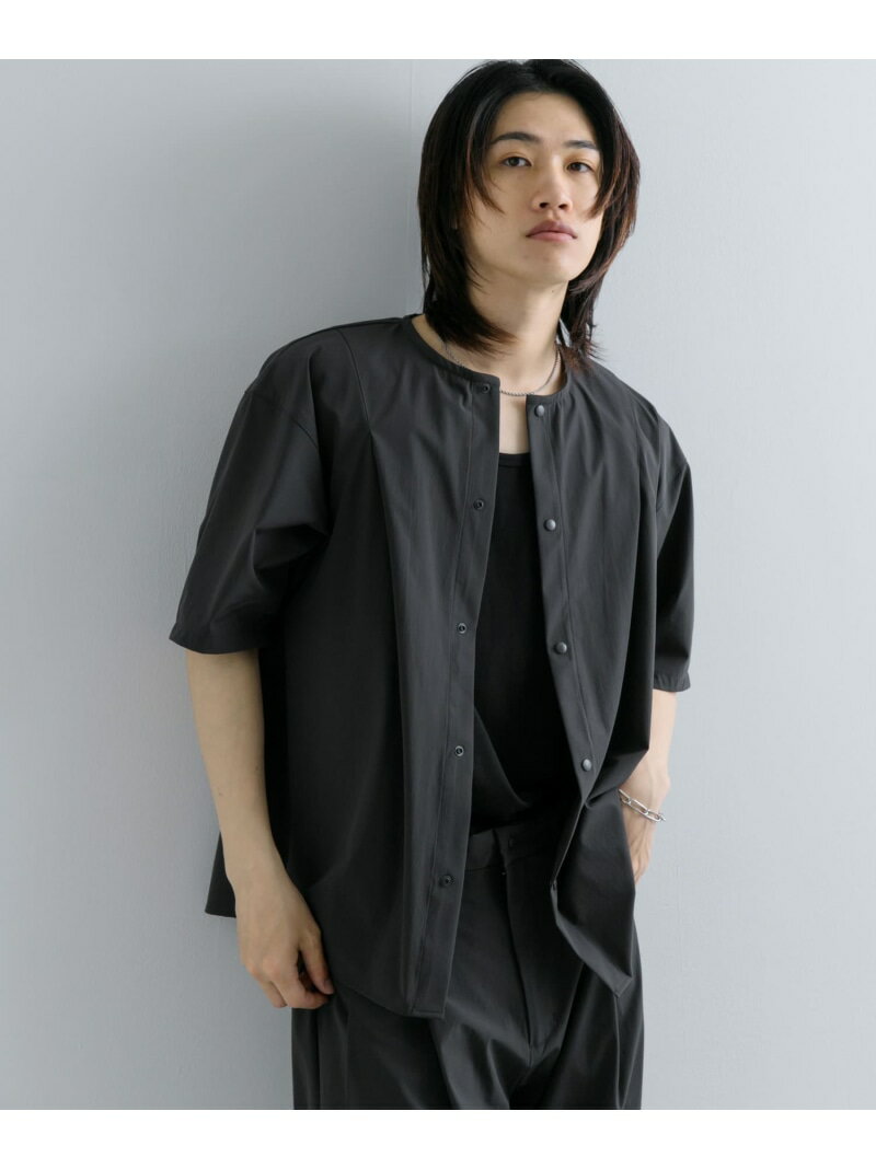 楽天SENSE OF PLACE by URBAN RESEARCH【SALE／60％OFF】Uiscel 4WAYストレッチタックノーカラーシャツ5分袖 SENSE OF PLACE センス オブ プレイス トップス シャツ・ブラウス グレー ベージュ【RBA_E】[Rakuten Fashion]