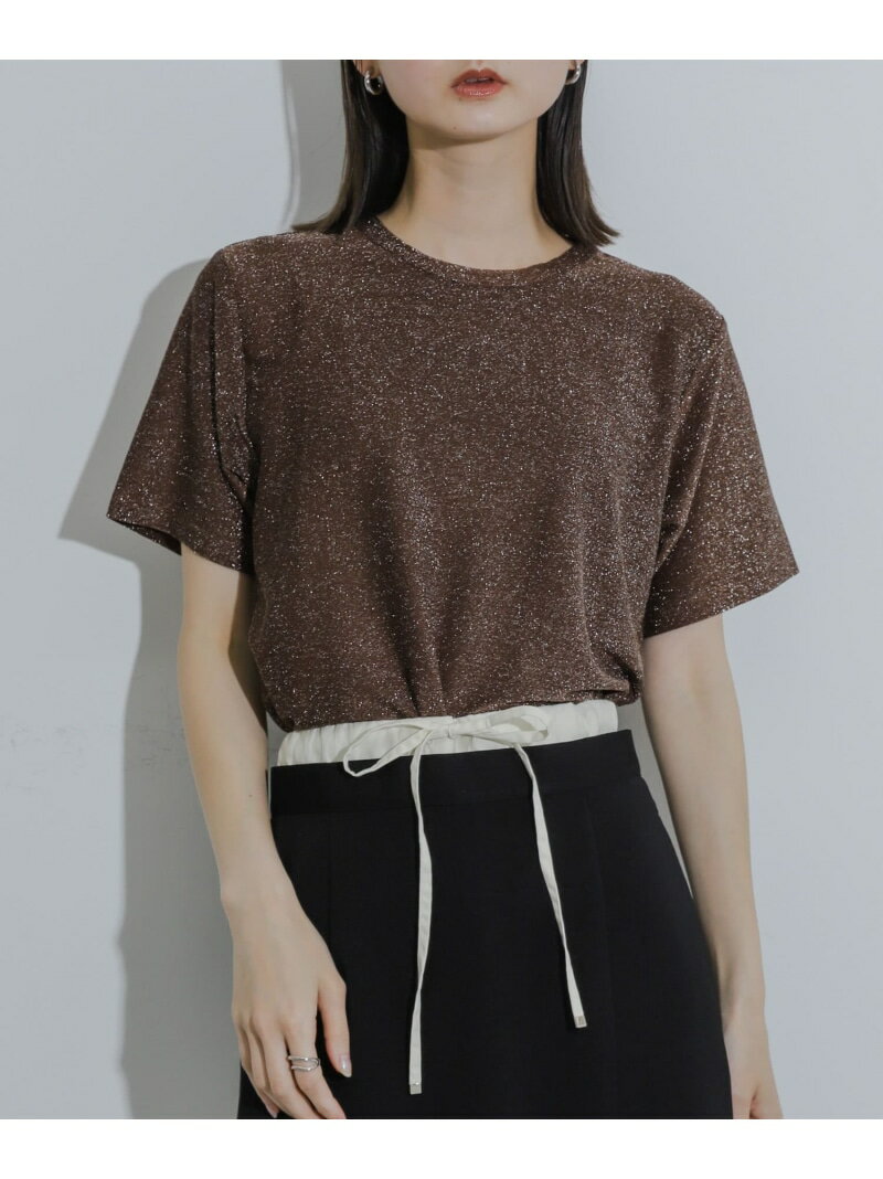 クルーネックラメTシャツ(半袖) SENSE OF PLACE センス オブ プレイス トップス カットソー・Tシャツ シルバー ネイビー オレンジ ブルー[Rakuten Fashion]のサムネイル