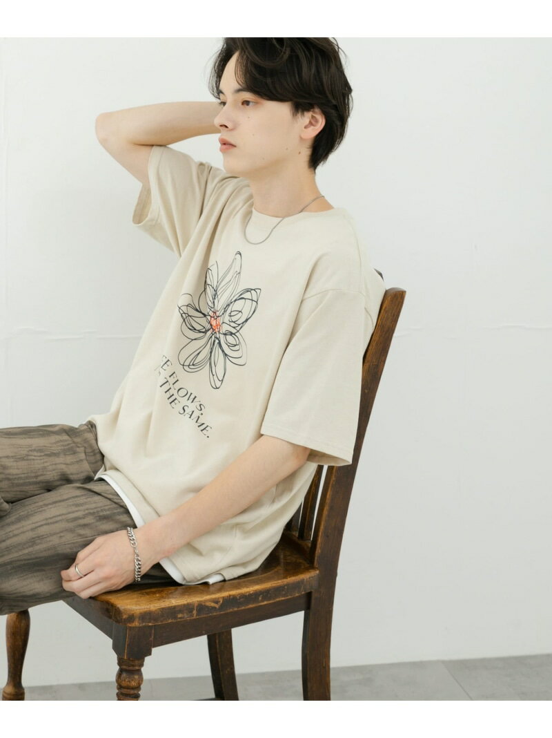 フラワーアートグラフィックショートスリーブTシャツ SENSE OF PLACE センス オブ プレイス トップス カットソー・Tシャツ グリーン グレー【送料無料】[Rakuten Fashion]のサムネイル