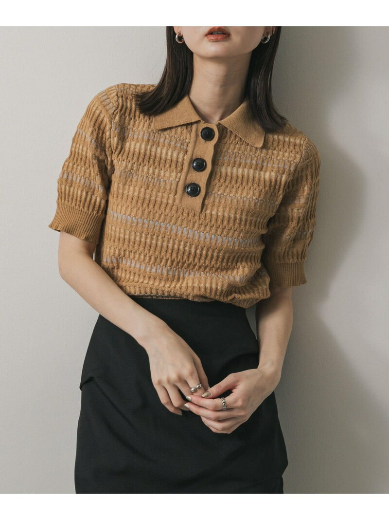 【SALE／50%OFF】マルチボーダーエリツキトップ SENSE OF PLACE センス オブ プレイス トップス ニット ブラック ピンク ベージュ【RBA_E】[Rakuten Fashion]