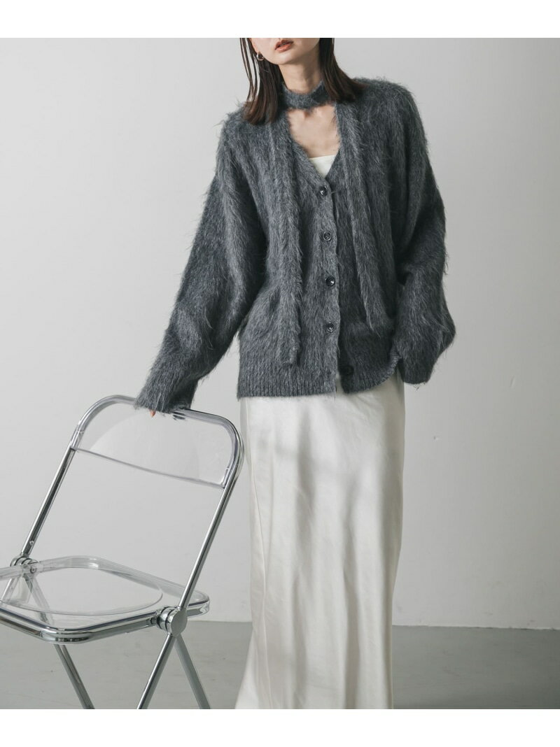 タイツキシャギーカーディガン SENSE OF PLACE センス オブ プレイス トップス カーディガン グレー ベ..