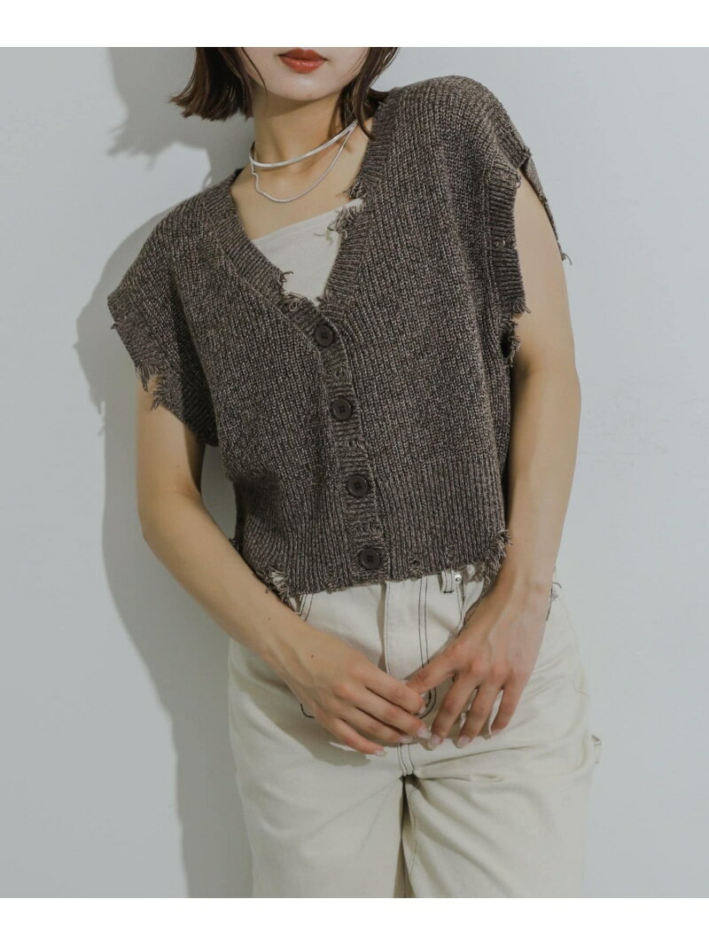 【SALE／55%OFF】ダメージニットベスト SENSE OF PLACE センス オブ プレイス トップス ベスト・ジレ ..