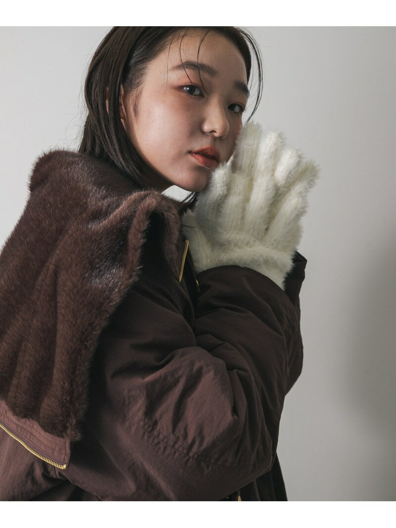 シャギーニットグローブ SENSE OF PLACE センス オブ プレイス ファッション雑貨 手袋 イエロー ホワイ..