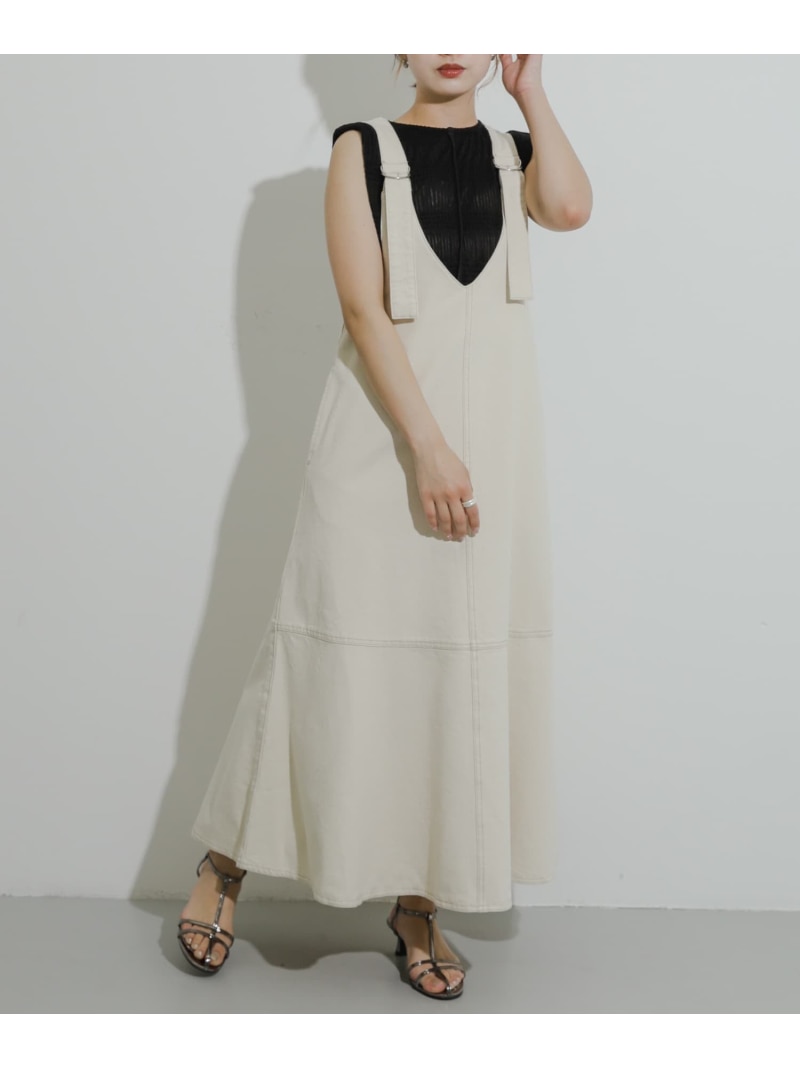 【SALE／27%OFF】デニムジャンパースカート SENSE OF PLACE センス オブ プレイス ワンピース・ドレス ワンピース ブラウン ホワイト ブラック【RBA_E】【送料無料】[Rakuten Fashion]のサムネイル