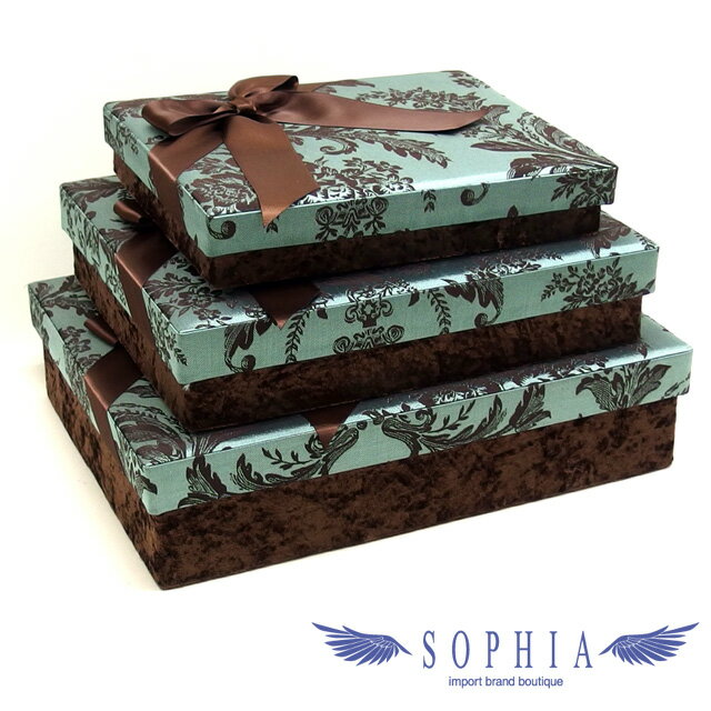 ジェニファーテイラー　スクエアボックス　3箱セット　ブルーグリーン【未使用品】【送料無料！】【代..