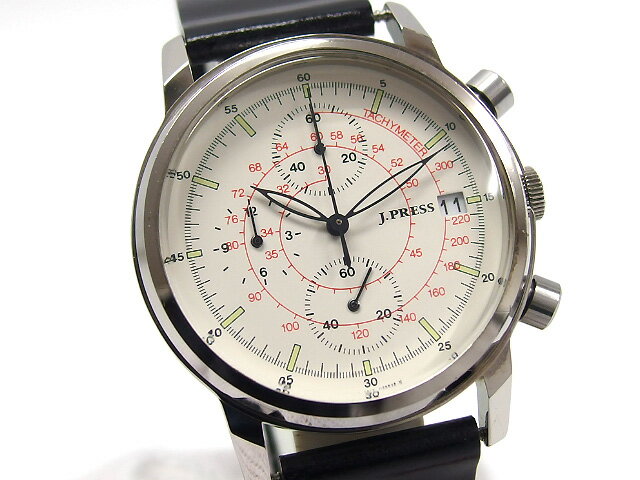 ジェイプレス　メンズ　クロノグラフ　腕時計　クォーツ　革ベルト【送料無料！】【代引き手数料無料！】【中古】【20210424】