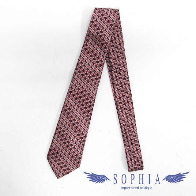グッチ　GGロゴ　ハニカム柄ネクタイ　BEE　ダークピンク【未使用品】【送料無料！】【代引き手数料無料！】【中古】【20211128】【2-SS202206】