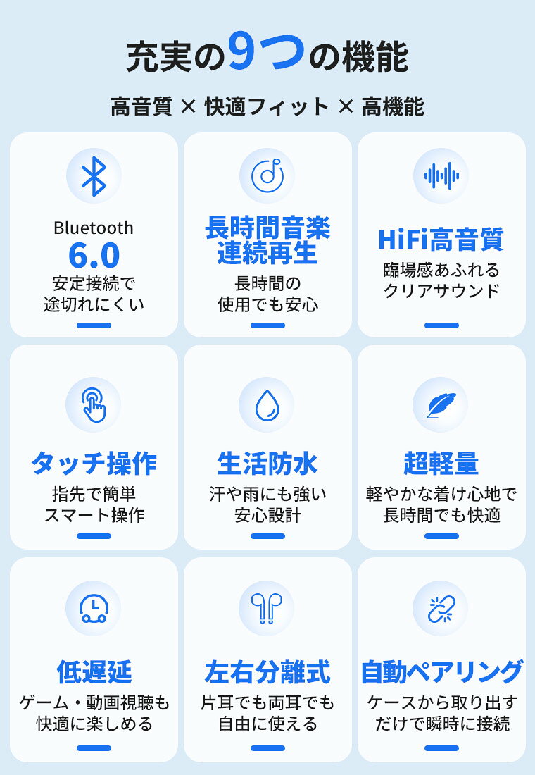 イヤホン bluetooth6.0 ワイヤレスイヤホン iphone17 16 14 15 自動ペアリング 小型 軽量 ブルートゥースイヤホン Siri対応 高音質ドライバー搭載 HIFI高音質 長時間待機 イアホンワイヤレス ワンタッチ操作 低遅延インナーイヤー両耳通話マイク付き soppy-10000130 SOPPY 公式ストア 楽天市場店 サンプル画像3
