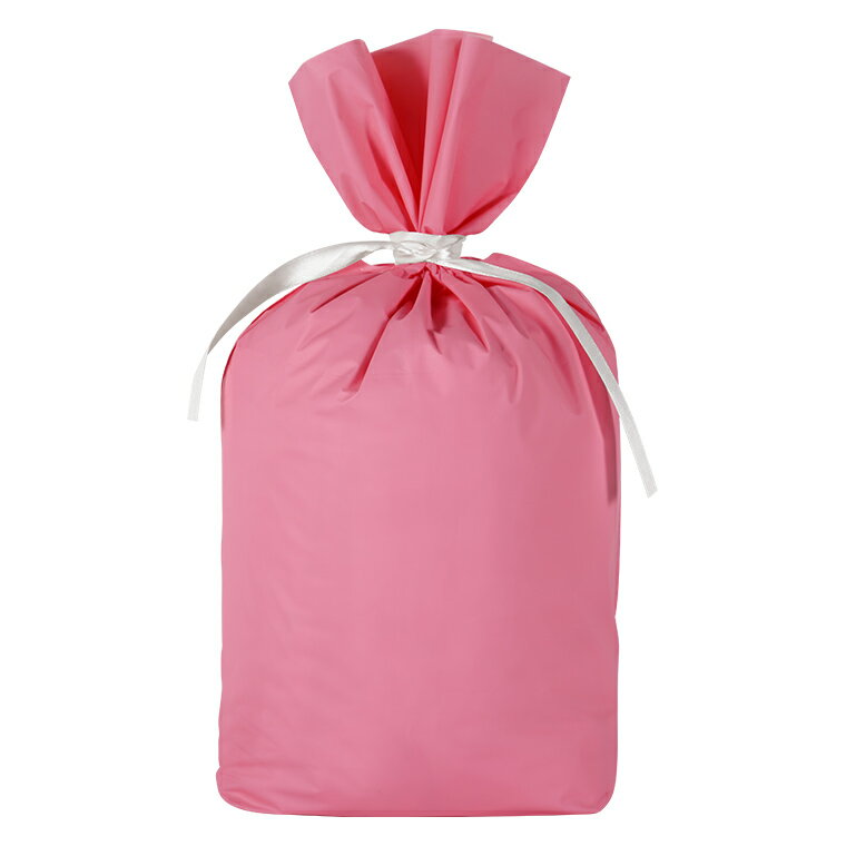 【ピンク・中サイズ】ギフトラッピング 横25×縦40(リボン下まで横25×縦32.5) 不織布 リボン 包装 ラッピング用品 ギフト 袋 wrapping バレ...