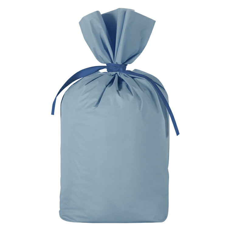 【ブルー・中サイズ】ギフトラッピング 横25×縦40(リボン下まで横25×縦32.5) 不織布 リボン 包装 ラッピング用品 ギフト 袋 wrapping バレ...