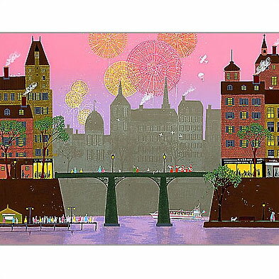 【無料ラッピングサービス有り】 吉岡浩太郎 額縁付きシルクスクリーン（版画）655×504mm 橋