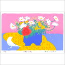 【無料ラッピングサービス有り】 吉岡浩太郎 額縁付きシルクスクリーン（版画）427×336mm 小鳥と花