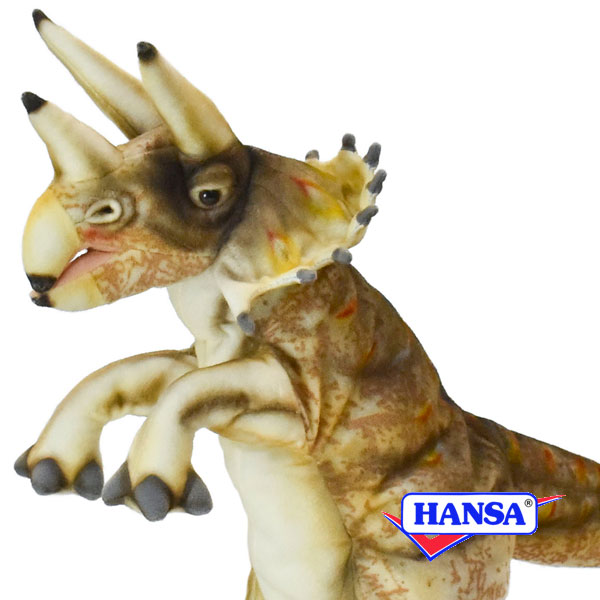 HANSA ハンサ ぬいぐるみ7764 恐竜 ハンドパペット トリケラトプス クリーム TRICERATOPS CREAM 1