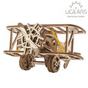 Ugears ユーギアーズ 木製組立立体パズル ミニ複葉機 プロペラ機