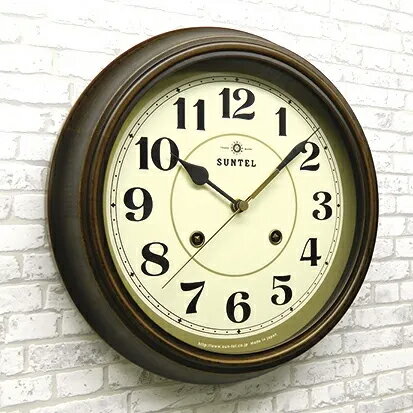 【無料ラッピングサービス有り】EUスタイル クラシカル掛け時計 アラビア数字 アンティークブラウン QL674AAN さんてる 日本製