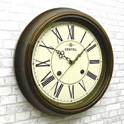 【無料ラッピングサービス有り】EUスタイル クラシカル電波掛け時計 ローマ数字 アンティークブラウン DQL674RAN さんてる 日本製 [2]