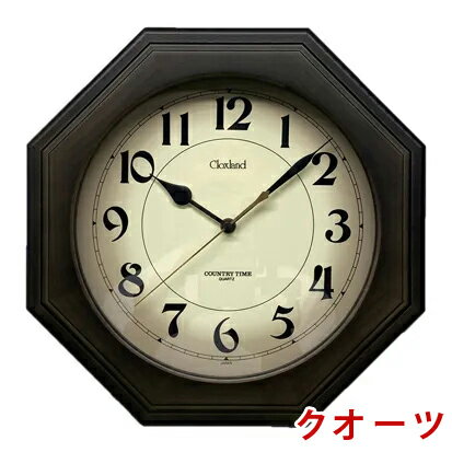 【無料ラッピングサービス有り】天然木モダン八角掛け時計 アラビア数字 ライトブラック クオーツ QL736ADBK さんてる 日本製