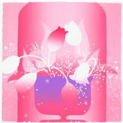 【無料ラッピングサービス有り】 吉岡浩太郎 額縁付きシルクスクリーン（版画）348×348mm 愛の花