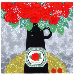 ●額縁付きシルクスクリーン 赤いバラ は、吉岡浩太郎が描いた下絵から 一色一色手作業で版をおこし、一色ずつ全て 手刷りで仕上げた版画です。 ひとつひとつ手作業によって生まれた作品は、印刷とは異なり、作品それぞれに 少しずつ違う趣があります。 まさに一点物の絵画です。 作品には、全て 吉岡浩太郎 直筆のサインとシリアルナンバーが入っております。 おまかせ無料ラッピングの色柄は 当店にお任せください。 （色柄は お選びいただけません） 有料ラッピングは 選択しないでください ■詳細 技法：シルクスクリーン 額縁の色：パールホワイト・ゴールドのライン 商品サイズ：348×348mm ピクチャーサイズ：150×150mm 生産国：日本