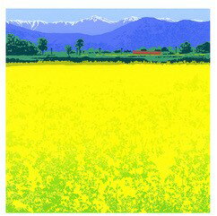 【無料ラッピングサービス有り】 吉岡浩太郎 額縁付きシルクスクリーン（版画）348×348mm 野辺の春