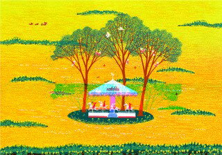 【無料ラッピングサービス有り】 吉岡浩太郎 額縁付きシルクスクリーン（版画）655×504mm 憩