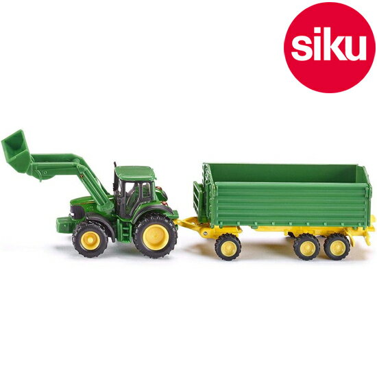 ＜ボーネルンド＞ Siku（ジク）社輸入ミニカー1843 John Deere ジョンディア フロントローダー付きトラクタートレーラー付き 1/87