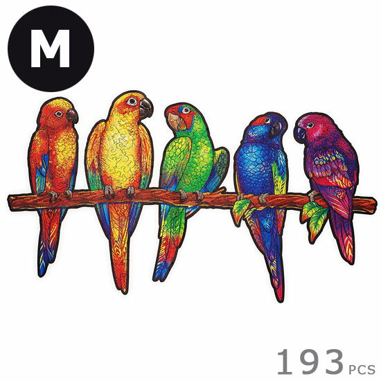【無料ラッピングサービス有り】UNIDRAGON ユニドラゴン 木製パズル ジグソーパズル遊び心のあるオウム Mサイズ 44×25cm 193ピースプレイフルパロッツ