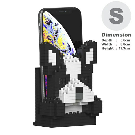 ●ジェッカブロック Sculptor（スカルプター）シリーズ ボストンテリアスマートフォンスタンドは、接着剤を使用せずに丈夫な構造の犬のスマホスタンドを作ることが出来る 動物ブロックです。 JEKCAはbrick through syste...