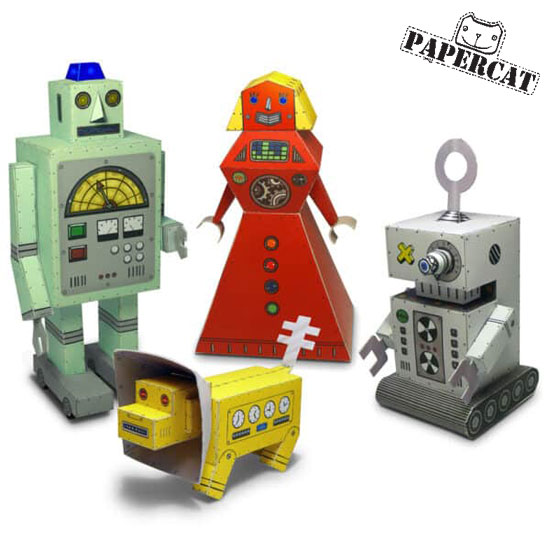 Rakuten - papercat ペーパーキャット組み立てブック ロボットペーパークラフト 紙工作 組み立て式ロボット ディスプレイ ハンドメイド