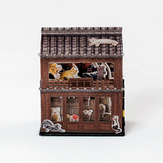 豆本ドールハウス 手作りキット 猫屋敷 ライト付き 71ピース W36×H45×D12mm