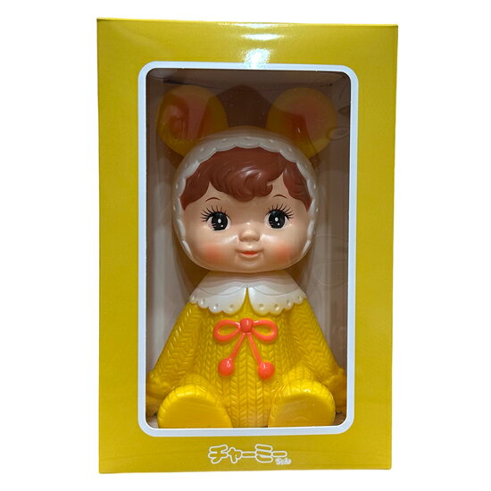 お座りチャーミーちゃん くま耳 耳付き帽子 黄 SWD.Y2 児玉産業 ソフビ人形 昭和レトロ お座りバージョン