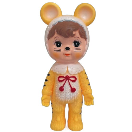チャーミーちゃん くま耳 耳付き帽子 トラ とら イエロー WDA.T2 児玉産業 ソフビ人形 昭和レトロ