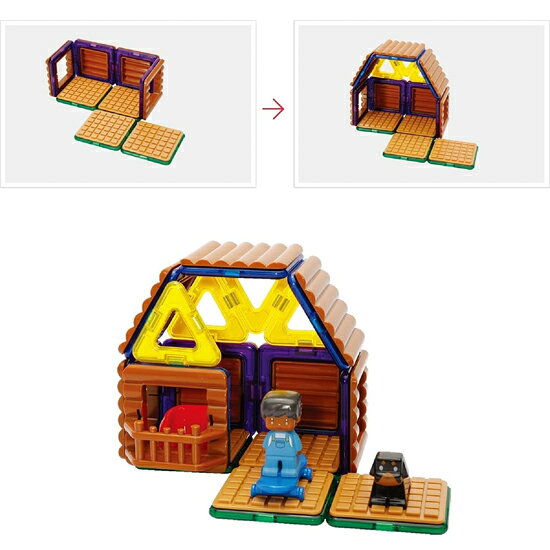 ソプラノの＜ボーネルンド＞ マグフォーマー ログハウスセット 40ピース｜アングル3