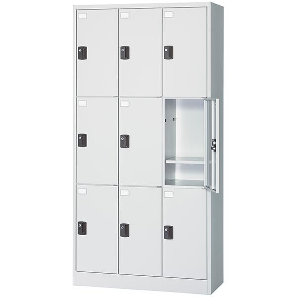 亜鉛メッキ鋼板製 ロッカー 9人用 内筒交換錠 ホワイト色 耐食性 耐水性 耐湿性 ロッカー 更衣ロッカー オフィスロッカー スタンダードロッカー 多人数用ロッカー 多人数ロッカー 9人 ZSV9-73-AW-S 亜鉛メッキ鋼板 キャビネット オフィス家具 車上渡し 【日本製】