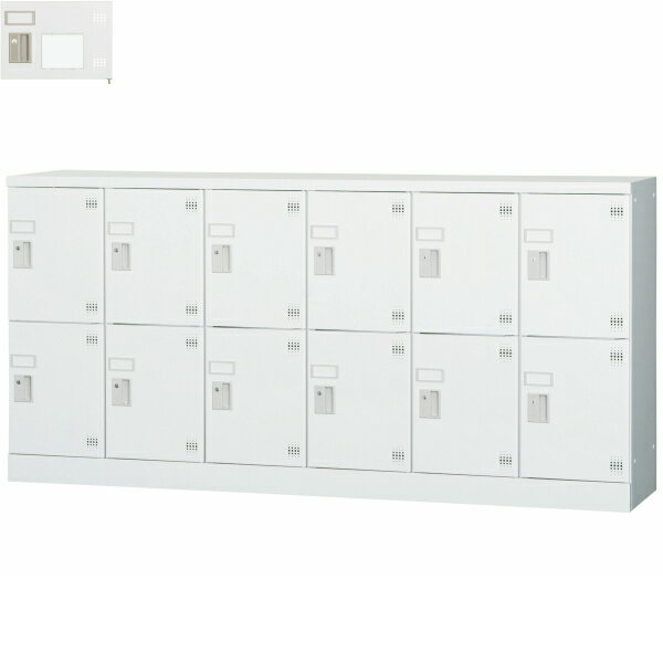 【受注生産品】【送料無料】 多人数用ロッカー (LOWタイプ) 12人用ワイド深タイプ 内筒交換型錠 窓付き GLK-N12DYSW ロッカー 鍵付き ホワイトグレー スチールロッカー スチール製 オフィスロッカー 収納 更衣ロッカー オフィス家具 車上渡し