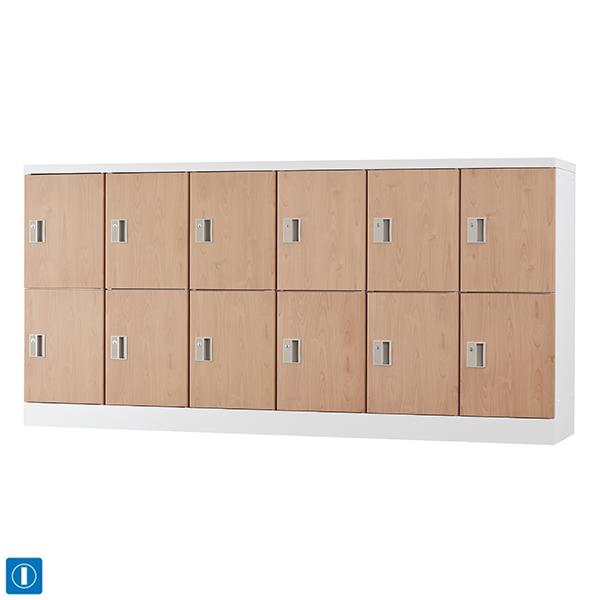 【受注生産品】 木目柄 12人用 スタンダードロッカー H880タイプ 深型 鍵付き 窓なし 12人用タイプ シリンダー錠 6列2段 GLK-S12DYS-NT ロッカー おしゃれ スチールロッカー オフィスロッカー 収納 更衣ロッカー 木目ロッカー 木目柄 オフィス家具 【日本製】【送料無料】