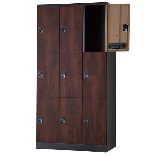 ロッカー 9人用 内筒交換錠 3列3段 オール扉タイプ W900 エンプティ式 ロッカー マットブラック ナチュラル ブラウン スチールロッカー スチール製 オフィスロッカー 収納 更衣ロッカー 更衣室 オフィス家具 リラッシュ RLKシリーズ グリーン購入法適合 日本製 受注生産品 [2]