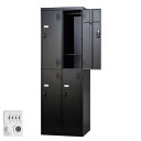 【受注生産品】 4人用 ブラック スタンダードロッカー 鍵付き 2列2段 4人用タイプ ダイヤル錠 TLK-D4SN-MB ロッカー ブラック色 黒色 スチール...