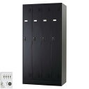 【受注生産品】 ブラック 4人用 スタンダードロッカー 鍵付き 4人用タイプ 横仕切板付き ダイヤル錠 TLK-TD4-MB ロッカー ブラック色 スチールロッ...