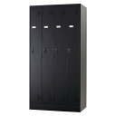 【受注生産品】 ブラック 4人用 スタンダードロッカー 鍵付き 4人用タイプ 横仕切板付き シリンダー錠 TLK-TS4-MB ロッカー ブラック色 スチールロ...