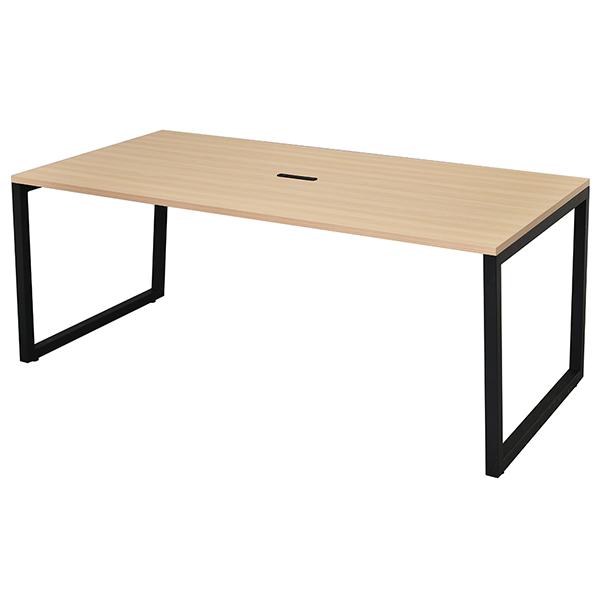 リスム ミーティングテーブル W1800×D900×H720 ナチュラル×ブラック 4ヶ口コンセント付 会議テーブル 会議用テーブル ミーティング用テーブル アールエフヤマカワ RFyamakawa テーブル ワークテーブル 机 オフィステーブル オフィス家具 RFFMT-1890NA-BL