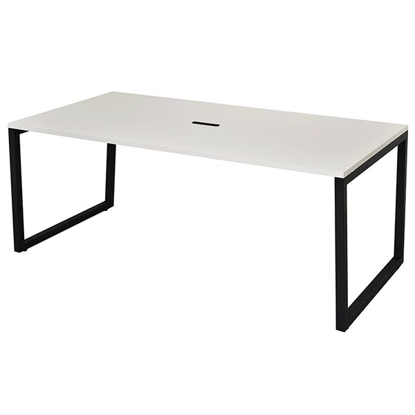 リスム ミーティングテーブル W1800×D900×H720 ホワイト×ブラック 4ヶ口コンセント付 会議テーブル 会議用テーブル ミーティング用テーブル アールエフヤマカワ RFyamakawa テーブル ワークテーブル 机 オフィステーブル オフィス家具 RFFMT-1890WH-BL